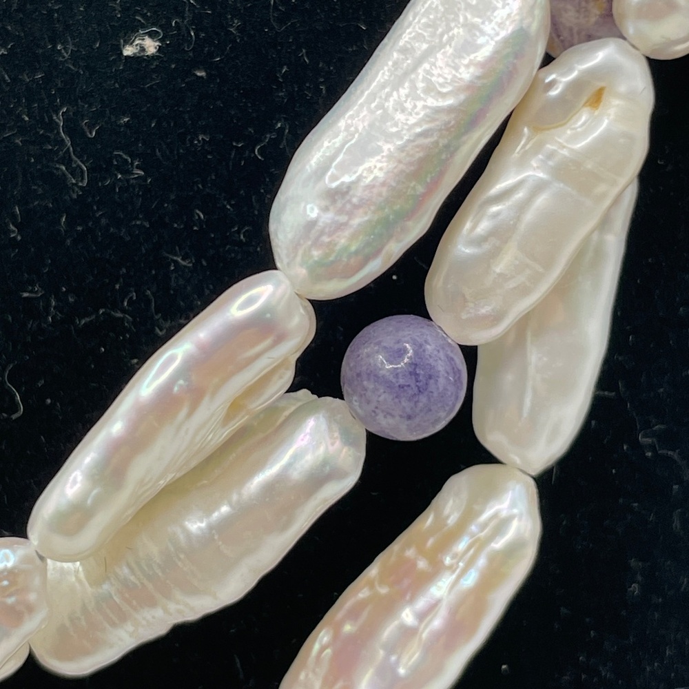 Desert Rose Trading Jay King 925 Sterling Pearl Gemstone Triple Strand Necklace - Picture 4 of 13